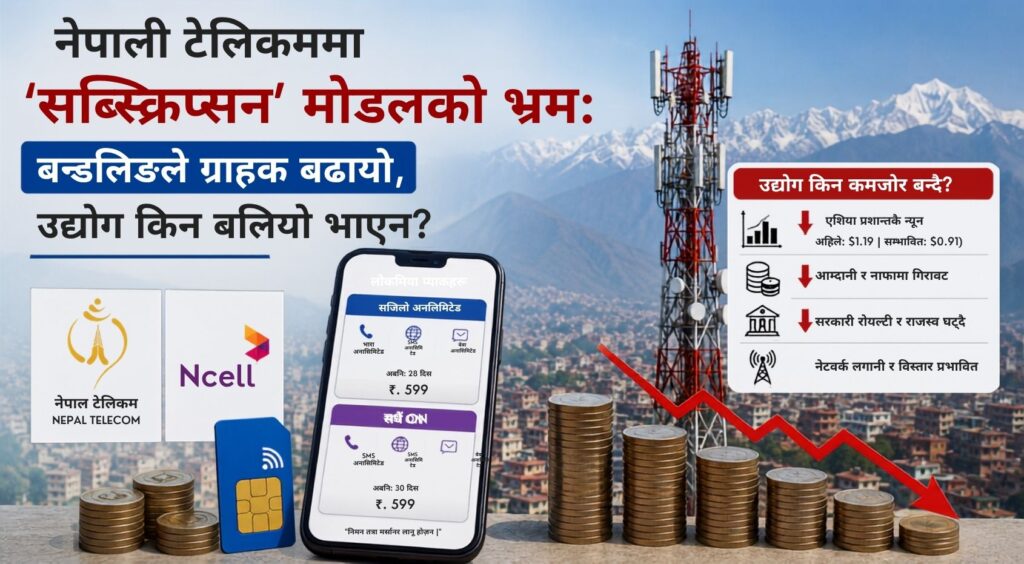 नेपाली टेलिकममा ‘सब्स्क्रिप्सन’ मोडेलको भ्रम, बन्डलिङले ग्राहक बढायो, उद्योग किन बलियो भएन?